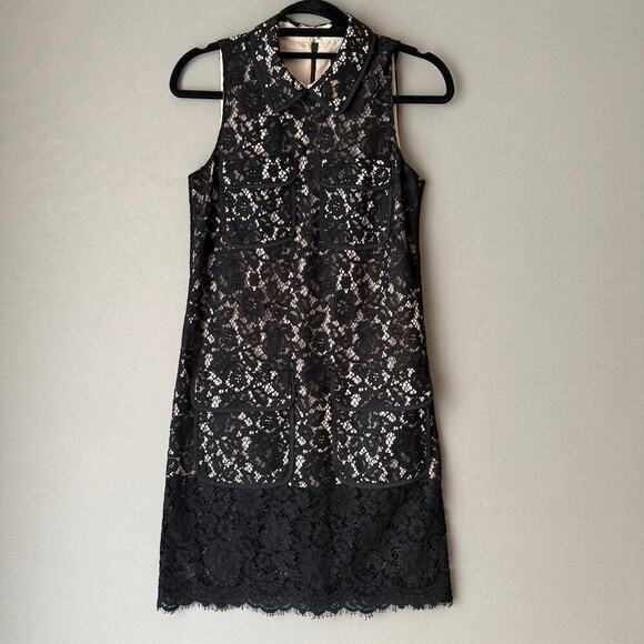 J.Crew sz 00 black‎ Lace peter pan collar mini Dress - Picture 2 of 8
